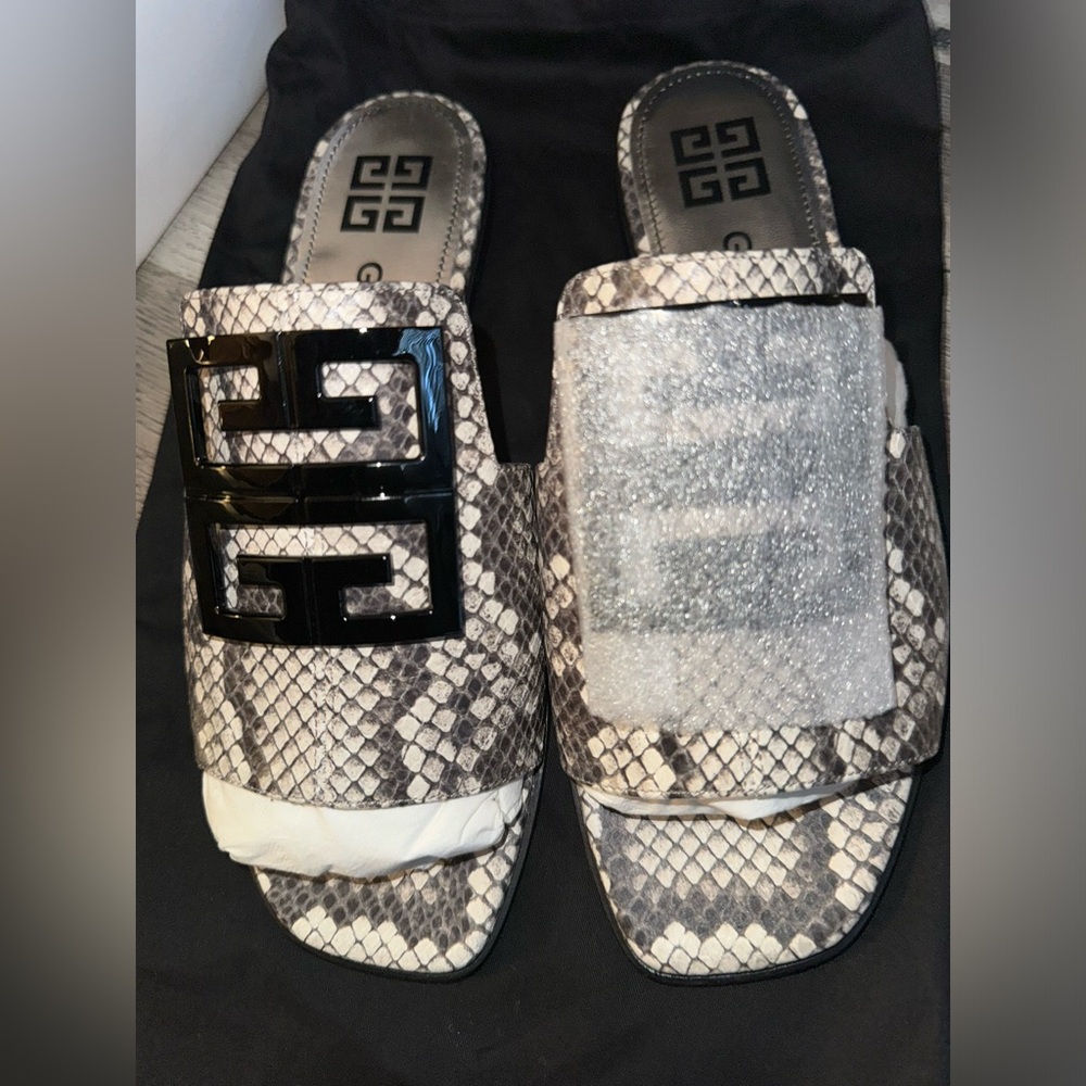 Givenchy Brand New Authentic Python Stone Grey Flat Sandal!